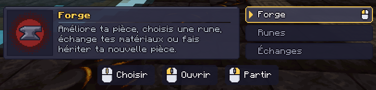 Le nouveau panneau de dialogue de la Forge, avec ses trois choix